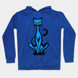 Retro 1970's Funky Groovy Blue Jazz Cat Cartoon Hoodie